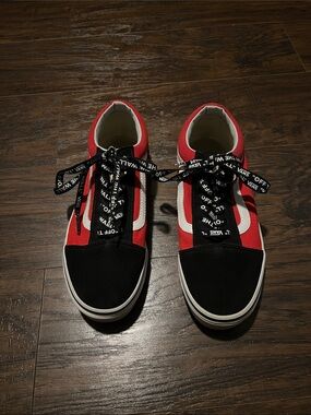 Vans Red, Black & White Low-Top Skate Shoes